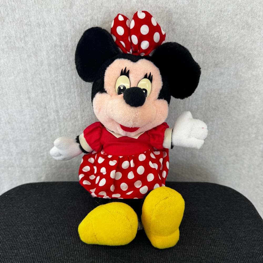 Vtg Walt Disney World Parks Minnie Mouse Plush Red Polka Dot Toy 10 inch
